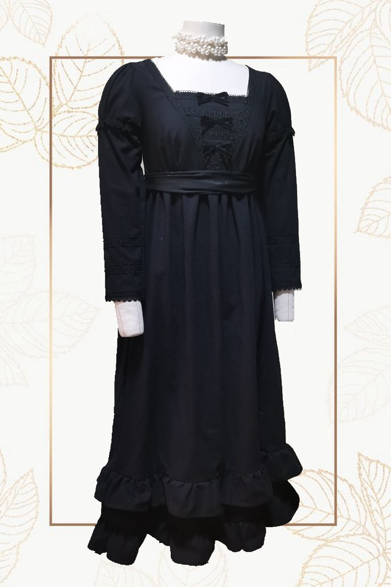 Custom Made Cotton Long Sleeves Regency Dress
