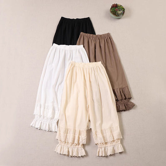 Cottagecore Ruffled Cotton Pants