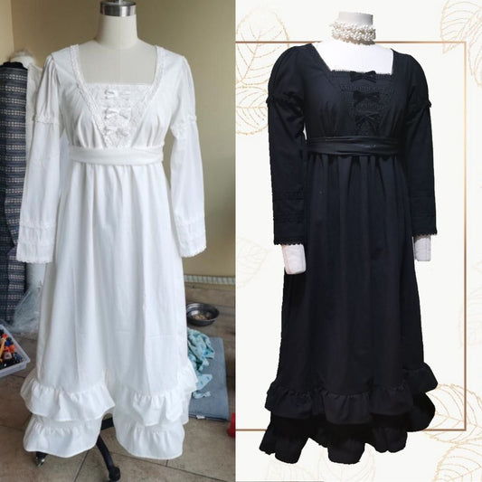 Custom Made Cotton Long Sleeves Regency Dress